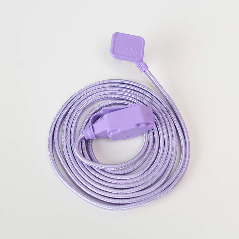 [Australia - AusPower] - Globe Electric 22892 Designer Series 9-ft Fabric Extension Cord, 3 Polarized Outlets, Right Angle Plug, 125 Volts, Metallic Purple 