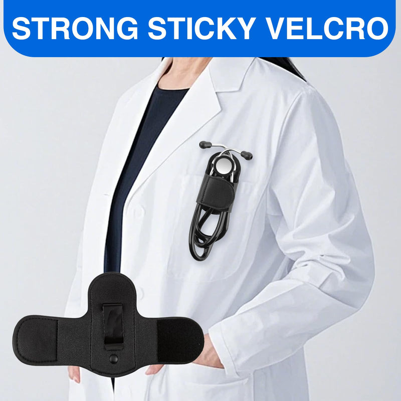 [Australia - AusPower] - Stethoscope Hip Clip Holder, Leather Holster for Scrubs, Compatible with 3M Littmann Classic III and Other Models 