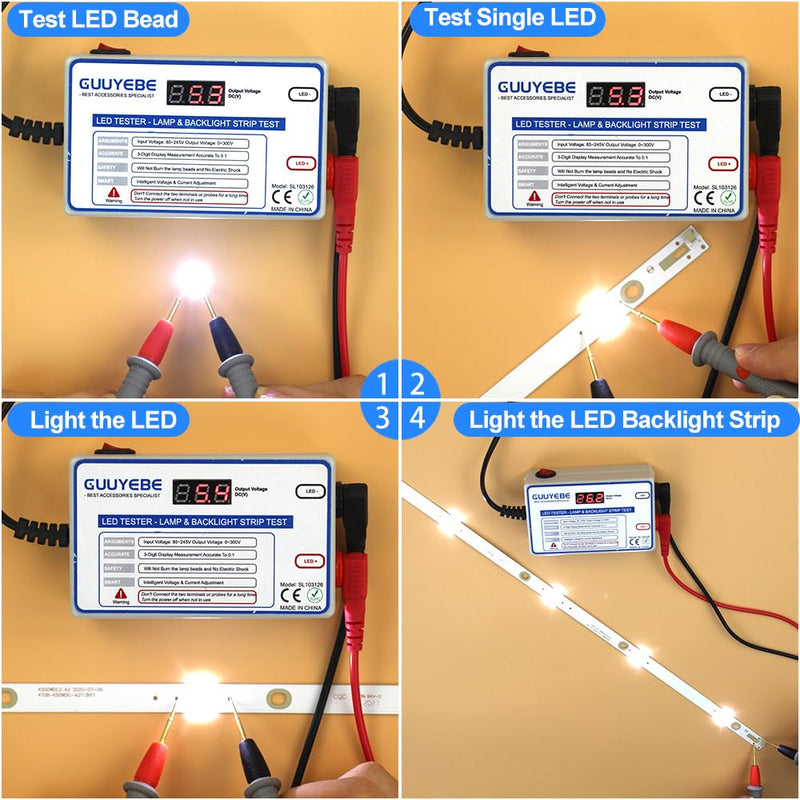 [Australia - AusPower] - LED Tester, TV Backlight Tester for Lamp Bead Repair Testing Output Voltage 0-300V 30mA to Strip Replacement and Test Lights Include as Gold Plated Pin and Tools GuuYebe 