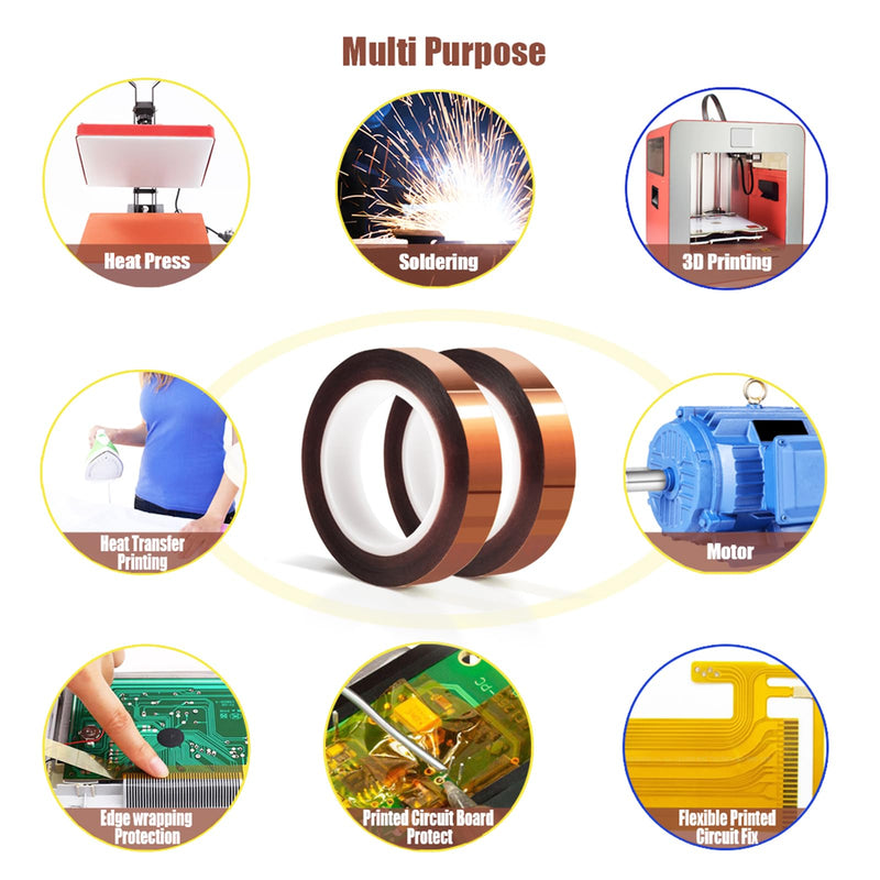 [Australia - AusPower] - 2 Rolls 10mm x16m(52FT) Heat Tape High Temperature Heat Resistant Tape Heat Transfer Tape for Heat Sublimation Press Vinyl,No Residue 