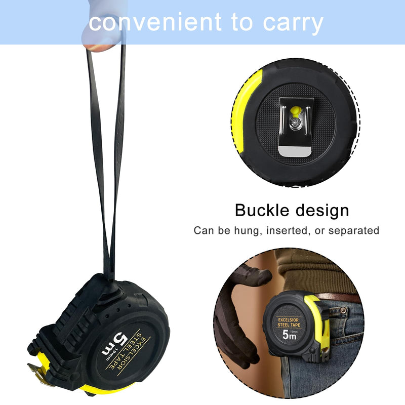 [Australia - AusPower] - Gentpovth Pack of 2 5 m Drop-proof Tape Measure with Shockproof Rubber Coating, Robust Professional Tape Measure Made of Steel in Industrial Quality, for a Wide Range of Measuring Tasks in Household, 
