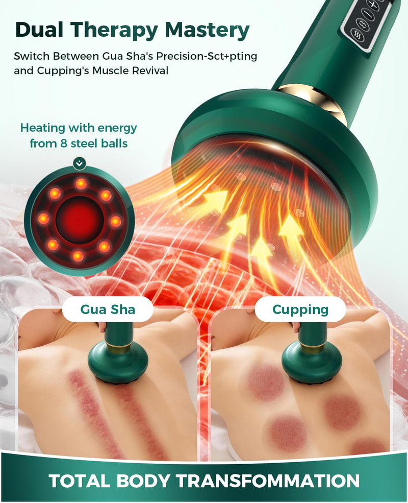 Intelligent Handheld Massage Tool for Anti - Cellulite, Electric Cupping Device with 12 Suction Modes. This Fat Remover Massager is Suitable for Arms, Legs. (Olive) Olive