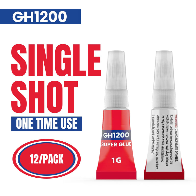 [Australia - AusPower] - 12 Grams Super Glue All Purpose with Anti Clog Cap. Ca Glue - Adhesive SuperGlue. Cyanoacrylate Glue for Hard Plastics, DIY Craft, Metal (12 g) 
