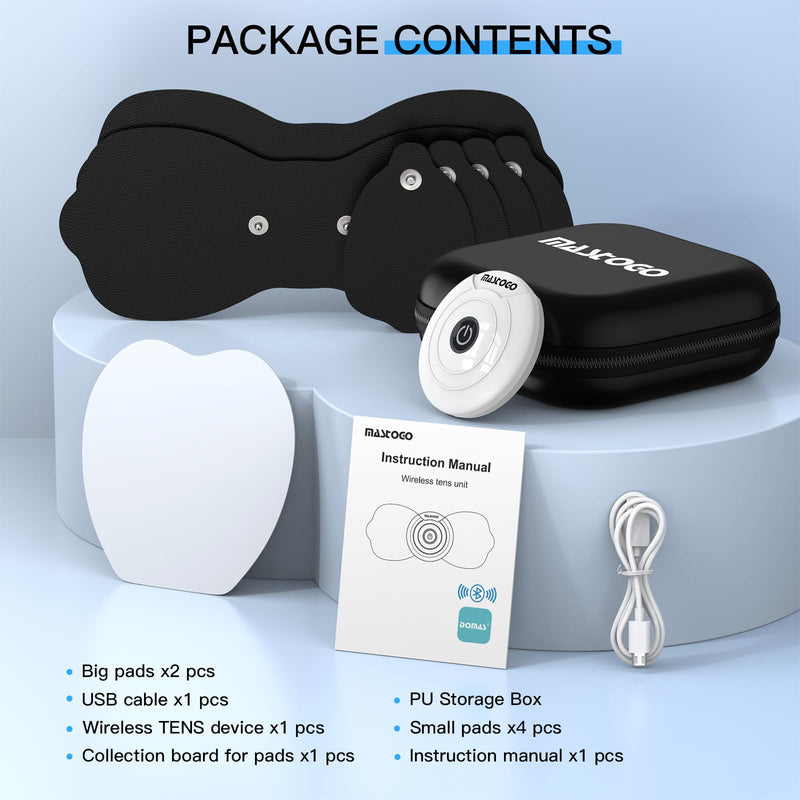 [Australia - AusPower] - Wireless TENS & EMS Unit Back Pain Relief Massager - APP Controlled Bluetooth EMS Muscle Stimulator Machine for Back Shoulder Leg Neck Pain Relief (Black) Black 