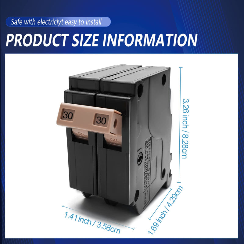 [Australia - AusPower] - 230 2-Pole 30-Amp Circuit Breaker, Type 3/4-In Plug-On Molded Case Circuit Breaker, Thermal Magnetic Protection, 10 KAIC, 120/240V, Fit for Cutler Hammer Load Centers 30A 