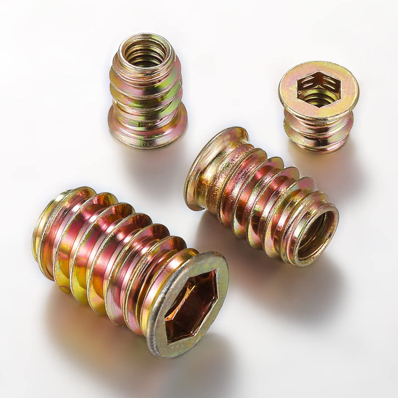 [Australia - AusPower] - 1/4"-20 200Pcs Threaded Insert for Wood Hex Drive Wood Inserts Furniture Nuts 1/4"-20 