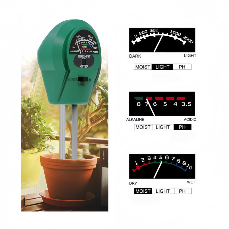 [Australia - AusPower] - 3 in 1 Plant Water Meter - Soil Moisture Meter for Indoor and Outdoor Plants - Hygrometer Sensor for Gardening and Farming - No Batteries Required 3 in 1 Soil Tester 