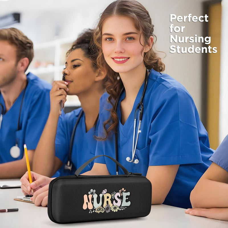 [Australia - AusPower] - Stethoscope Case for 3M Littmann Classic III, Cardiology IV, MDF, EKO - Nurse Gifts for Women, Nursing Student Gifts, Cute Hard Shell Nurse Bag, Nurse Accessories for Work, Nursing School Essentials Black 