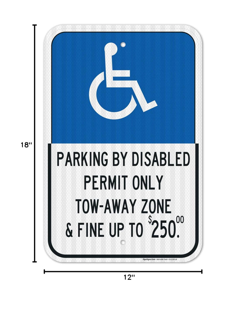 Florida Handicap Parking Sign, Parking by Permit Only, 12x18 Inches, 3M EGP Reflective .063 Aluminum, Fade Resistant, 12x18 Reflective