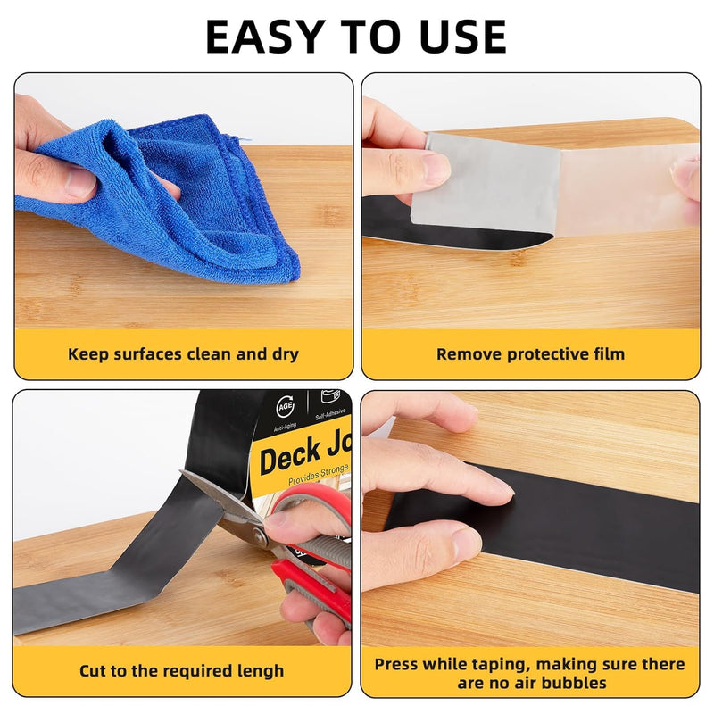 Deck Joist Tape 2 Inch x 50 Ft – Waterproof Butyl Sealant Tape for Extreme Temperature, UV Resistant & Anti-Corrosion, Ideal for Wood Joists, Beams, RV Roof & Outdoor Deck Protection 2" x 50 Ft Black 1 pack