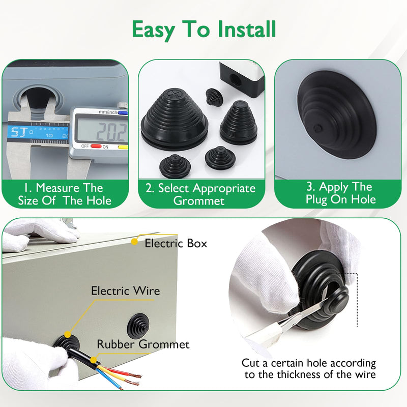 [Australia - AusPower] - 50 Pcs 10 Sizes Rubber Grommet Kit-Tower Shaped and Round Rubber Hole Plug, Firewall Automotive Wire Grommets Boat Desk Hole Cover Cable Cord Organizer 3/8 1/2 13/16 7/8 1 1-3/16 1-3/8 1-9/16 2 2-3/8 #50pcs, 10 Sizes Tower Shaped 