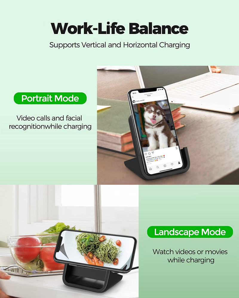 [Australia - AusPower] - Wireless Charger YUWISS Wireless Charging Stand Cordless Charger 10/7.5/5W Compatible with iPhone 14 13 12/12 /11Pro Max/XR/XS Max/XS/X/8/8Plus Galaxy S22/S21/S9/S9+/S8/S8+ Note Black 