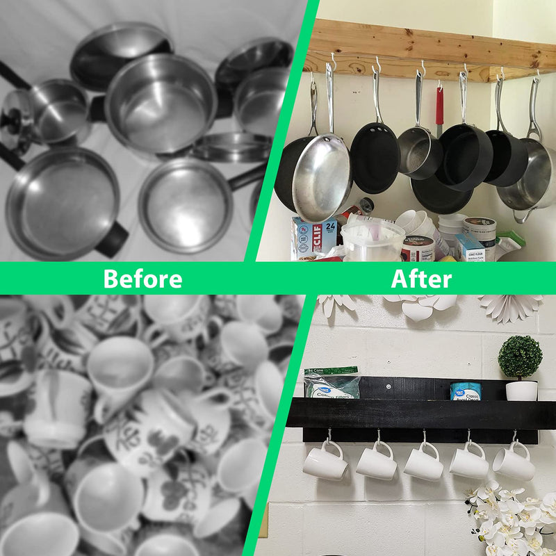 [Australia - AusPower] - 12 Pcs Ceiling Hooks for Hanging Plants, Cups, Utensils and Christmas String Lights, 1-1/4 inch Vinyl Coated Screw-in Plant and Cup Hooks for Wooden and Drywall with Anchors - White 12Pcs 1-1/4 inches 