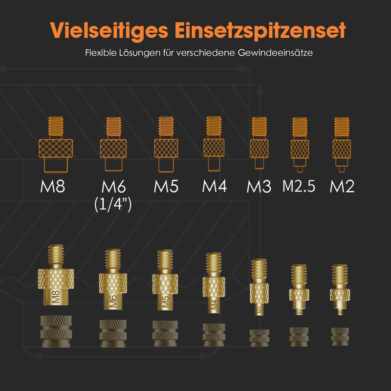 HANGLIFE Soldering Tips Melting Aid for Thread Inserts / Melting Nuts M2 M2.5 M3 M4 M5 M6 M8, Soldering Iron Tips Compatible with 900M, T18, Weller ST Series Soldering Tips - 3D Printer Accessories Tip Change - 7 Sizes