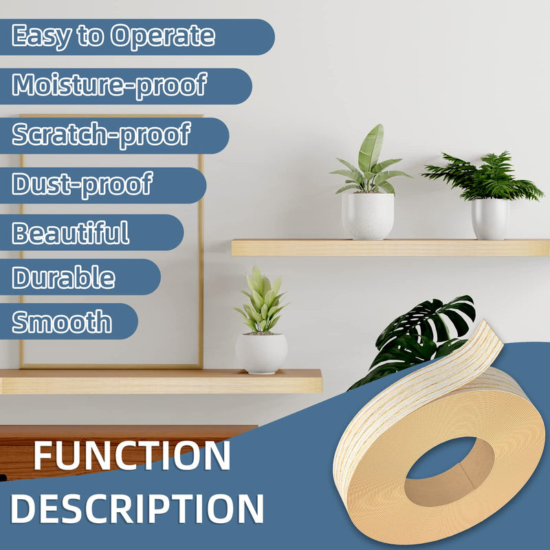 White Oak Edge Banding, 3/4 inch x 50ft roll of Veneer White Edge Banding Pre-glued Flexible, Real Wood Tape Banding for Cabinet Repair Plywood 3/4"x 50ft