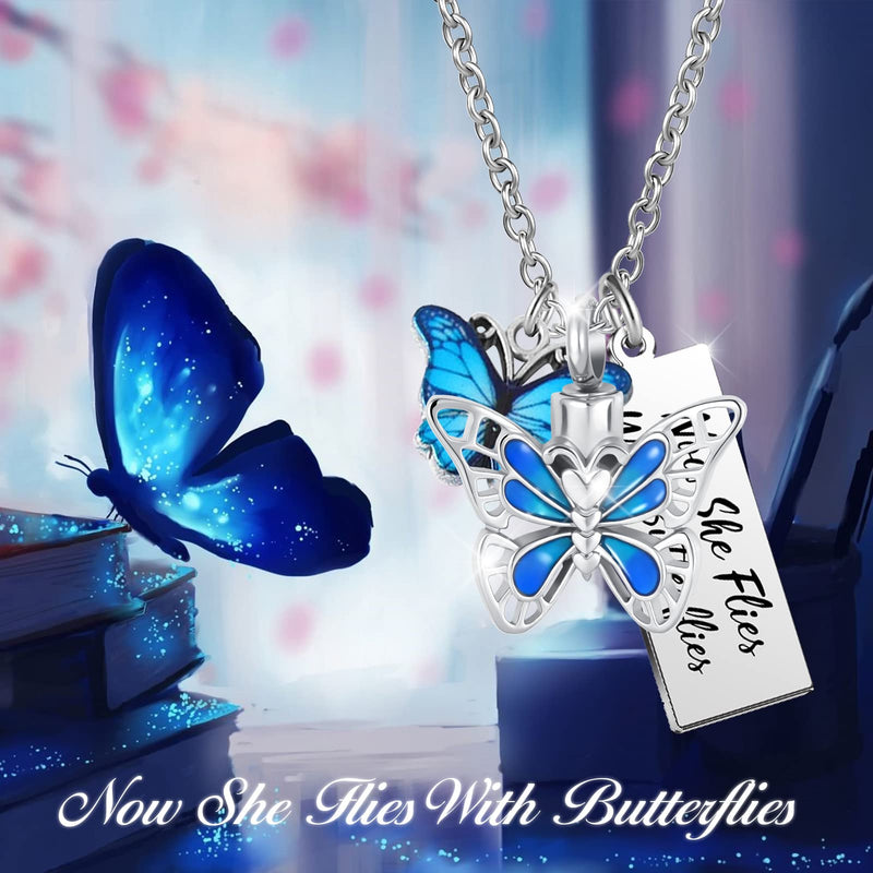 Dragonfly Butterfly Cat Fish Urn Necklace for Ashes Animal Cremation Jewelry Keepsake Memory Jewelry for Women Girls