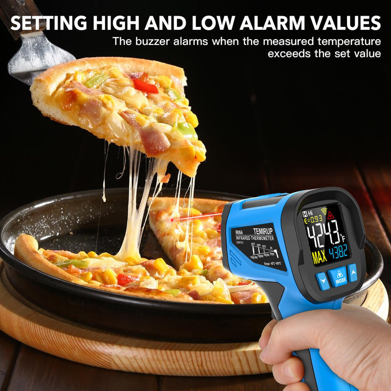 [Australia - AusPower] - Infrared Thermometer Temperature Gun - TEMIRUP Non-Contact Digital Laser Thermometer Temp Gun with Thermocouple Probe for Industrial, Cooking, Griddle, Engine, HVAC, Adjustable Emissivity,-40℉~1202℉ 
