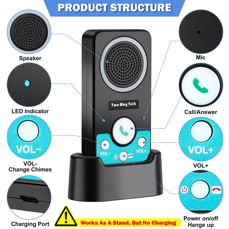 [Australia - AusPower] - Intercoms Wireless for Home, Full Duplex Long Range Wireless Intercom, 8 Volume Levels, 4 Chime Intercoms, 2 Way Intercom for Home, Business(1Pack Black) 