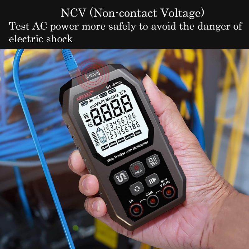 [Australia - AusPower] - Network Cable Tester with Multimeter Tester, NCV AC DC Voltmeter, POE Tester, TDR Network Tester, RJ45 CAT5 CAT6 Ethernet Cable Tester with Port Flashing 