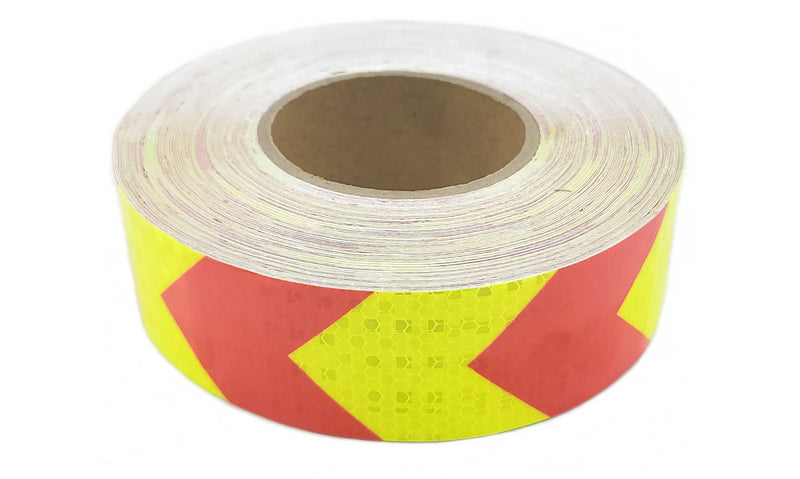 Reflective Tape with Extra Strong Adhesive. High Visibility - Red & Yellow Arrows, Industrial Heavy Duty Marking Tape. Waterproof Reflective Outdoor Safety Tape (2" x 150 FT)