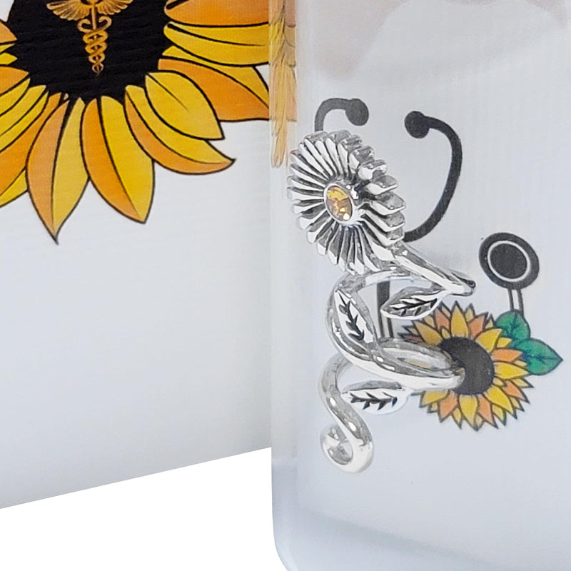 [Australia - AusPower] - QUINNLYN & CO. Sunflower Stethoscope Charm: Radiate Positivity with this Beautiful Medical Accessory, Gift for RN Nurse 