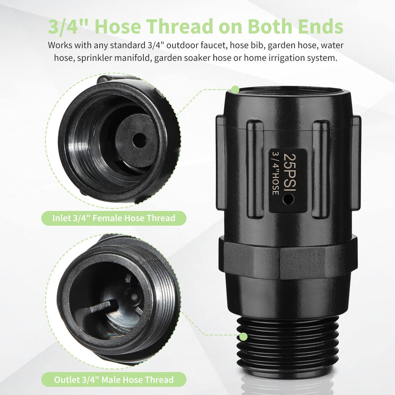 [Australia - AusPower] - Moistenland [2023 Upgraded] Pressure Regulator 25 PSI, 3/4" FHT × 3/4“ MHT, Acrylonitrile Butadiene Styrene, Pressure Reducer Low Flow Valve, Great for Drip Irrigation System (2 Pack) 