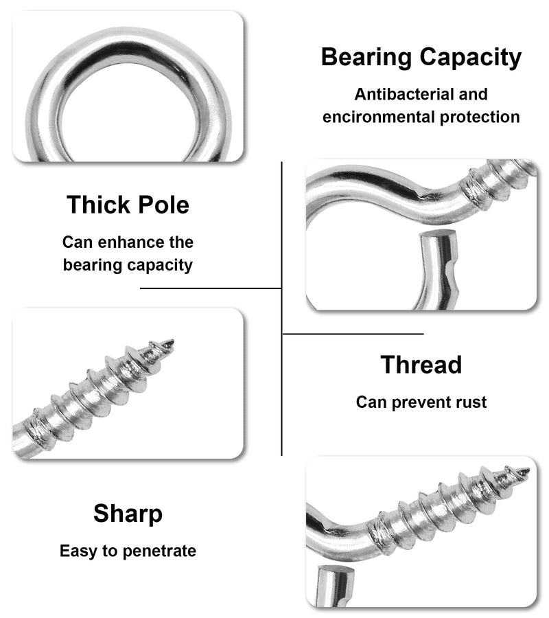 [Australia - AusPower] - 100pcs 3/4 Inch Eye Hooks Screw, 1 x 3/4 Inch Eyes Screws Small Metal Screw Hooks #1 x 3/4 Inch 