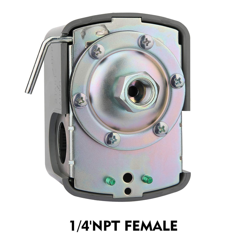 Adjustable Air-Pump Pressure Switch - 1/4" NPT Female, 40/60 psi Setting for Water Well Pumps 40-60 psi pressure setting, adjustable