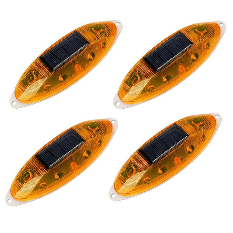 Aolyty Solar Strobe Warning Light Outdoor, Bright Solar Safety Flashing Light 4 Pack Road Signs IP54 Waterproof for Construction Site, Traffic, Dock, Marine, Stop Sign (Yellow) Yellow