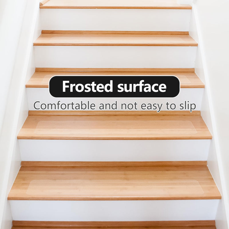Clear Non Slip Stair Treads, 4” x 30” (15 Pack), Transparent Anti-Slip Strips for Wooden Steps Indoor, Waterproof Safety Grip Tape for Dogs & Elderly 4 x 30" 15pcs