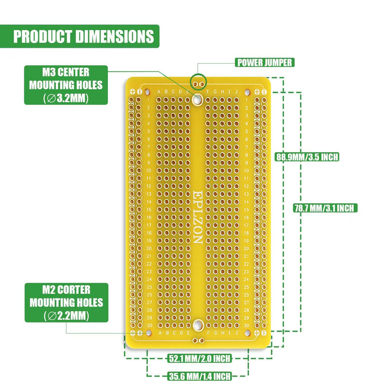 [Australia - AusPower] - 10 Pcs Solderable Breadboard PCB Board Gold-Plated Solder Breadboard for DIY Electronics Projects Apply to Soldering Projects 3.5"x2.05" (Yellow) Yellow 
