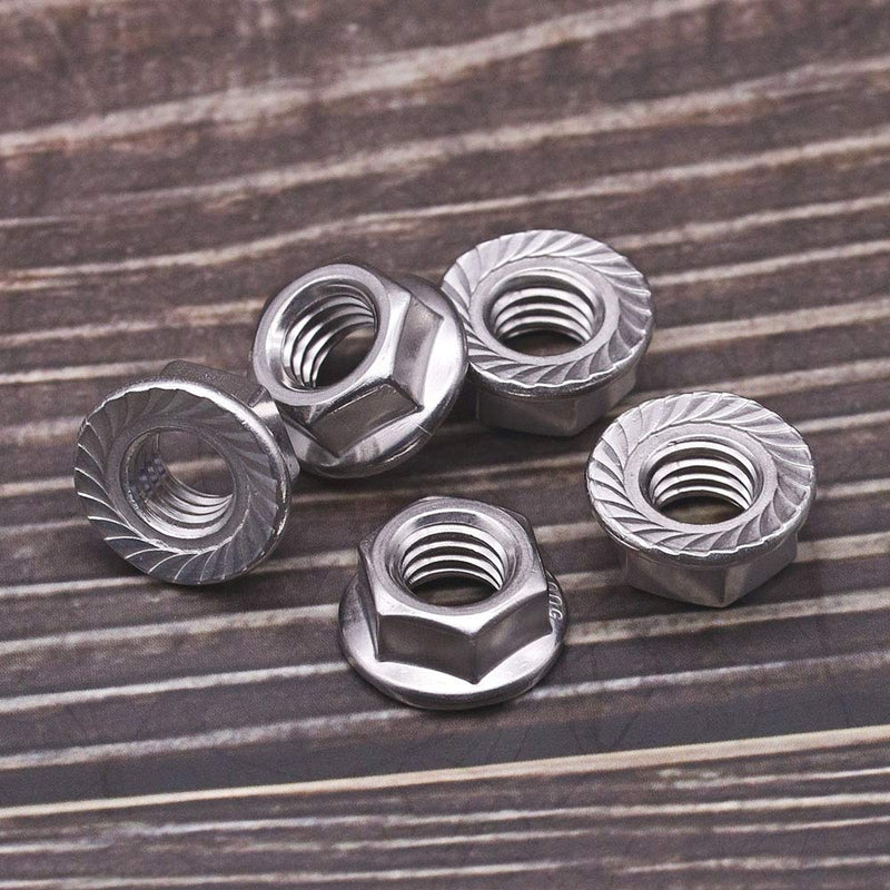 [Australia - AusPower] - M10-1.5 (10 pcs) Serrated Flange Hex Nuts, Hexagon Flange Nuts 304 Stainless Steel 18-8, Bright Finish, Full Thread, DIN6923 M10-1.5 10 