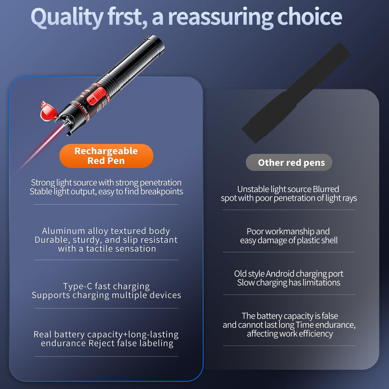 [Australia - AusPower] - Visual Fault Locator 30KM - Rechargeable VFL Fiber Optic Tester Kit Include Single Mode 9/125um FC Male to LC Female Adapter, Fiber Optic Lights for Network Cable 30km-Rechargeable 