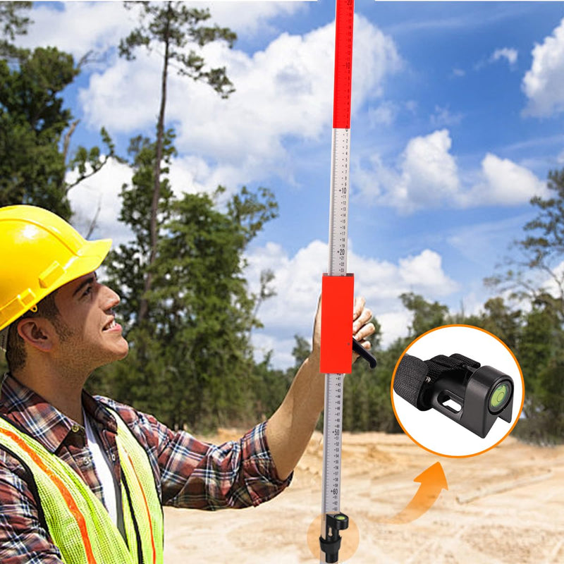 [Australia - AusPower] - MOETER Adjustable Grade Rod Level - 2-Pack Aluminum Leveling Tool with 40' Bubble for Surveying & Construction (Fits 1"-1.25" Rods) 
