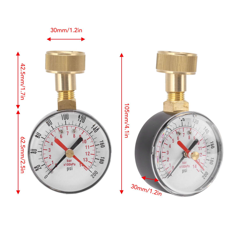 [Australia - AusPower] - Water Pressure Gauge Aluminium Alloy Iron 0 to 200 Psi Universal Water Pressure Gauge with 3/4 Inner Hose Thread for Replacement 