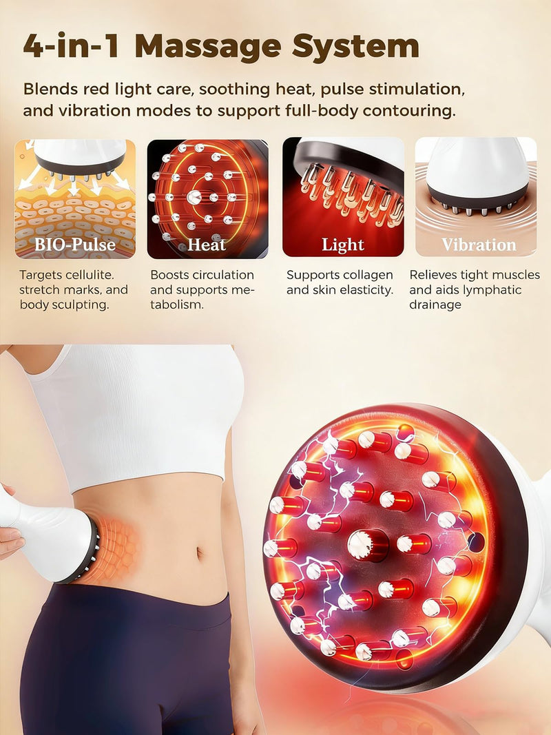 Lymphatic Drainage Massager for Legs & Body — Handheld Body Massager to Reduce Swelling, Improve Circulation & Smooth the Look of Cellulite (White) White