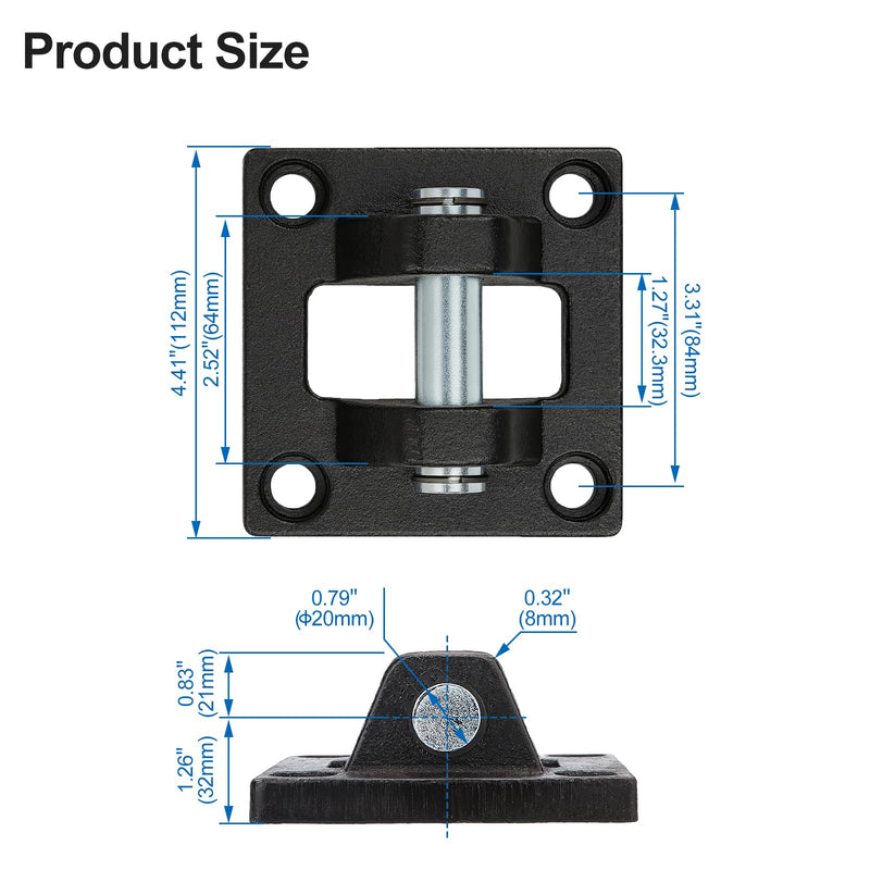 Baomain Foot Flange Mount Bracket, CB-100 Double-Ear Type for 100mm Bore SC Series Pneumatic Air Cylinders, with 4 Mounting Screws