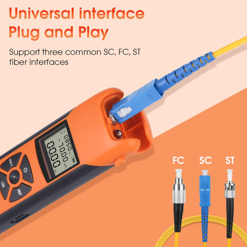 [Australia - AusPower] - Fiber Tester - Rechargeable Optical Power Meter -70~10dBm with 9 Test wavelengths (USB Type-C Fast Charging) 