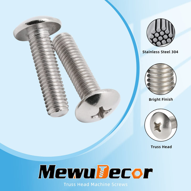 [Australia - AusPower] - #8-32 x 1/4" Truss Head Machine Screws, 304 Stainless Steel 18-8, Bright Finish, Full Thread, 100 PCS #8-32 X 1/4" 