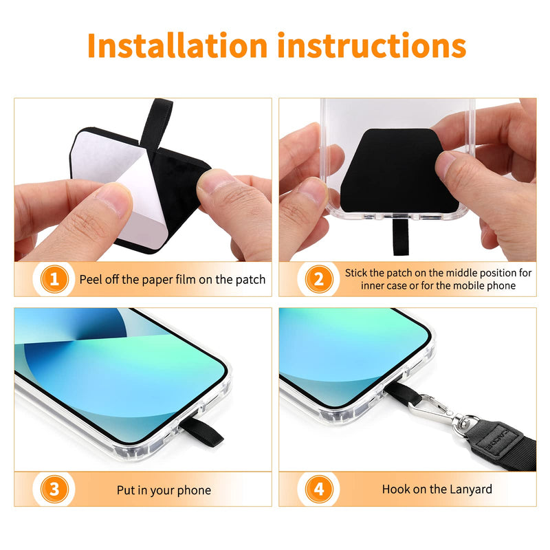[Australia - AusPower] - CACOE Phone Lanyard 2 Pack-2× Adjustable Neck Strap,2× Phone Patches,Universal Cell Phone Multifuctional Patch Lanyards Compatible with Most Smartphones(Black+Gray) Black+gray 21.65" 