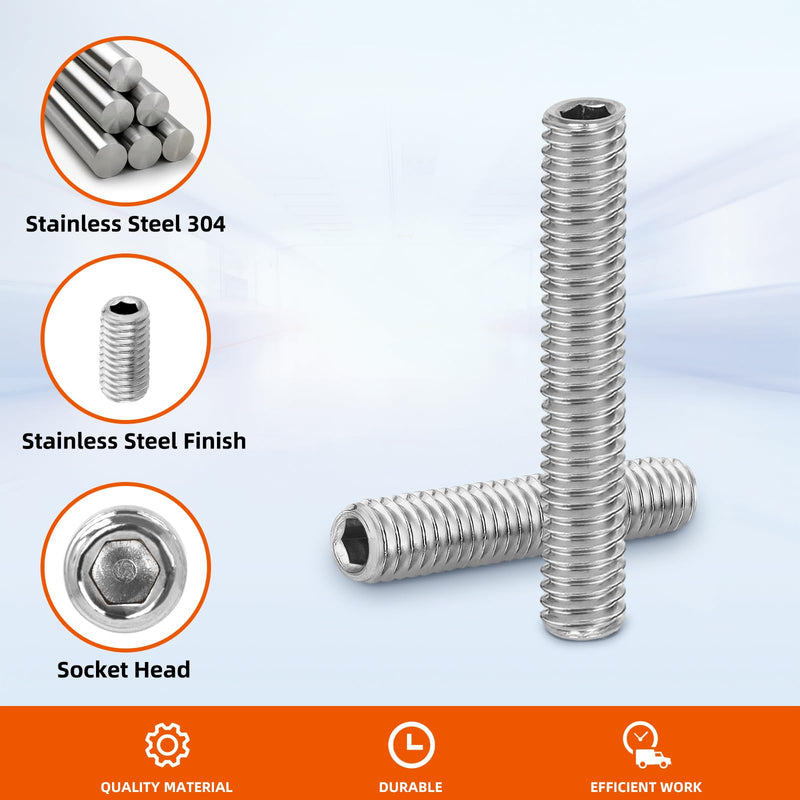 [Australia - AusPower] - M3 x 10mm Internal Hex Socket Set Grub Screws 304 Stainless Steel Flat Point Set Screw, 100 PCS M3 x 10mm 