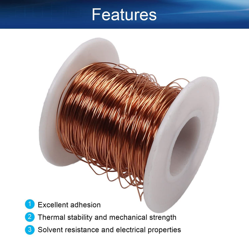 [Australia - AusPower] - Heyiarbeit 27 AWG Magnet Wire Enameled Copper Wire Enameled Magnet Winding Wire 164ft 0.0138" Diameter Temperature Rating 180? Magnetic Coil for Motors Transformers Inductors Inner Dia: 0.35mm,Length: 164Ft 1 