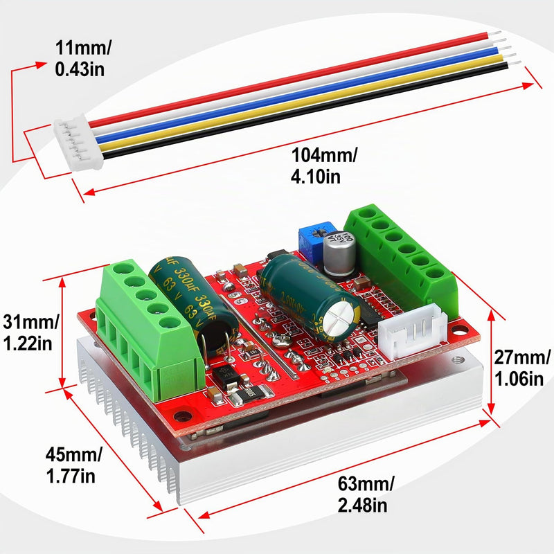 DC 6-60V 400W BLDC Brushless Three Phase Motor Driver PWM Salon Motor Control Circuit Board 12V 24V 48V with Forward/Reverse/Stop/Brake Function red