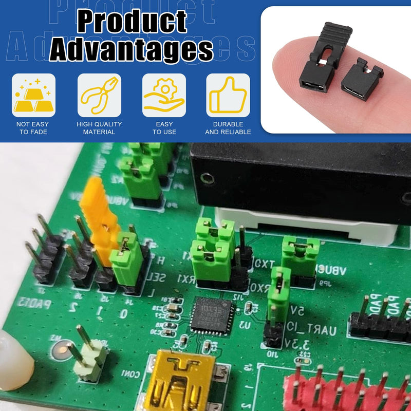 [Australia - AusPower] - Glarks 300pcs 1.27/2.0/2.54/mm Jumper Caps Kit, 6 Colors PCB Circuit Board Shunt Cap, Jumper Short Circuit Connection Pin Blocks, Standard Computer Jumper Caps for Arduino Raspberry Pi PCB PC DVD HDD 