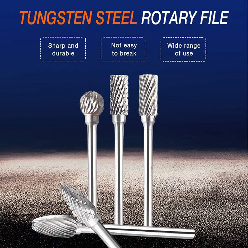 [Australia - AusPower] - 5 Piece Carbide Burr Set, 6 mm Shank, 10 mm Burr, Rasp Set for Drill Polishing, Engraving, Drilling Tools et 