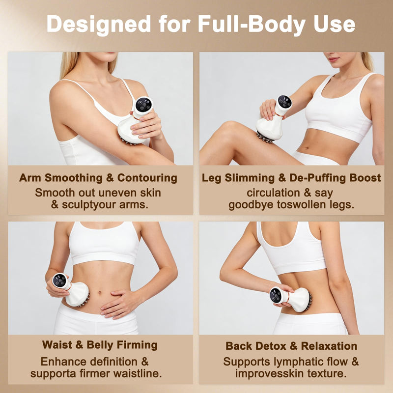[Australia - AusPower] - Lymphatic Drainage Massager, Lymphatic Massager, Helps Reduce Stretch Marks & Cellulite, for Legs, Arms & Belly, Body Sculpting Machine with Microcurrent, Light, Heat & Vibration, White 
