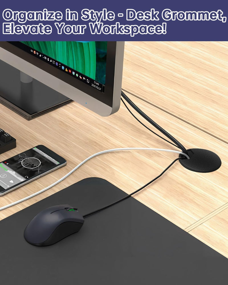 [Australia - AusPower] - Desk Grommet & Cable Grommet 2 Inch (10 Pack) - Black Desk Hole Cover with Hole Saw - Cable Management Kit for Office, TV Stand, Workstation - Hide Wires Behind Wall, Cable Pass Through (50mm) Grommet Black 2"(50mm) 