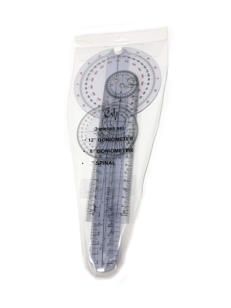 [Australia - AusPower] - EMI Goniometer Set – 12", 8", 8" Spinal | 3-Piece Medical Goniometer Kit for Physical Therapy, Rehabilitation & Joint Measurement | EGM-428 