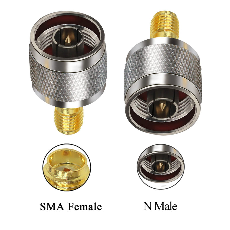 TUOLNK SMA Female to N Male N Type Male to SMA Female RF Coaxial Adapter for WiFi Antenna Extension Cable Pack of 2 SMA Female to N Male Adapters