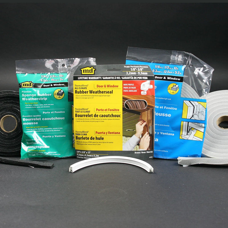 M-D Building Products 43848 3/8 in. x 3/8 in. x 17 ft. Brown Premium Silicone Rubber Platinum™ Window Seal for Ex-Large Gaps 1